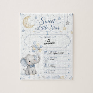 Personalisierbare Baby Geburtstafel mit Elefant  Legpuzzel