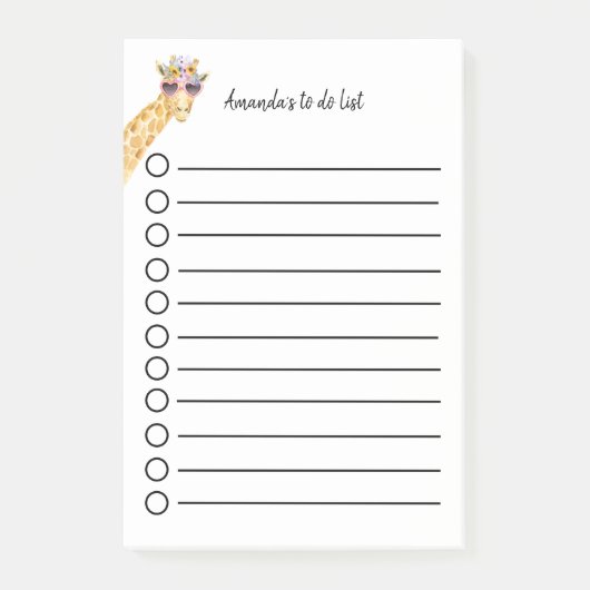 Personalisierbare Giraffe mit Blumen Sonnenbrille Post-it® Notes (Voorkant)