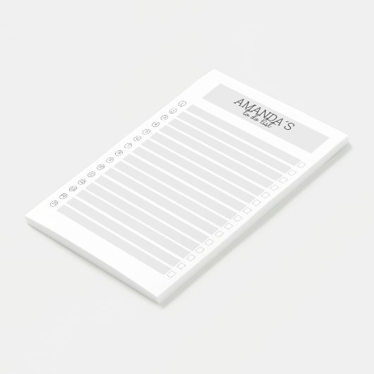 Personalisierbare Modern Grau Weiß Post-it Klebeze Post-it® Notes (Schuin)