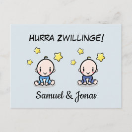 Personalisierte Glückwünsche zur Geburt Zwillinge, Briefkaart