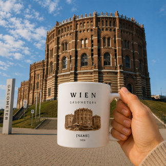 Personalisierte Wien Gasometer Tasse | Name & Jahr Koffiemok
