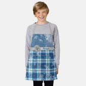 Personaliza Navidad Elegante Cuadriculado Azul  Schort (Gedragen)