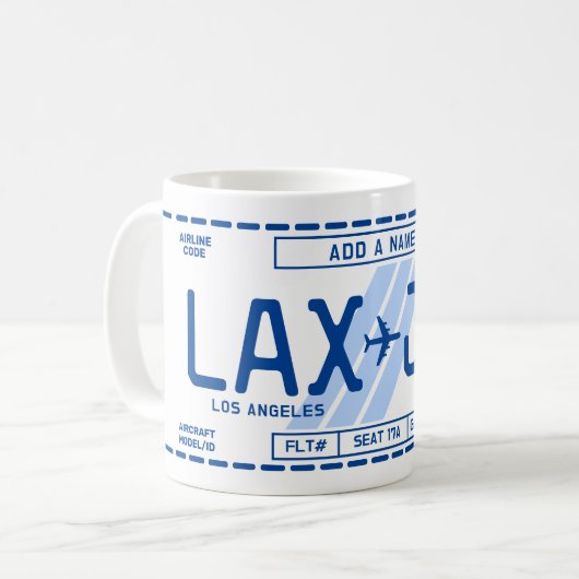 Personalizable Boarding Pass Mug for Travel Fans (Devant gauche)