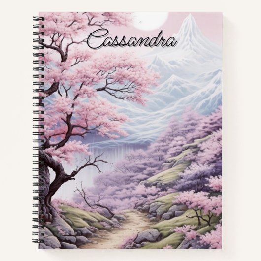 Personalizable Cherry Blossom Landscape Notitieboek (Voorkant)