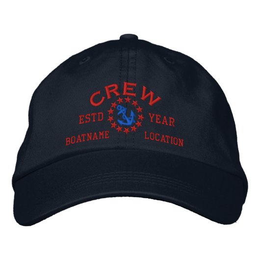 Personalizable YEAR and Names Crew Yacht Flag Geborduurde Pet (Voorkant)