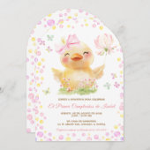 Personalizadas Primer Cumpleaños Niña Con Patito Kaart (Voorkant / Achterkant)