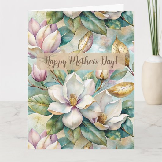 Personalizaed Elegant Magnolia Flowers Kaart (Voorkant)
