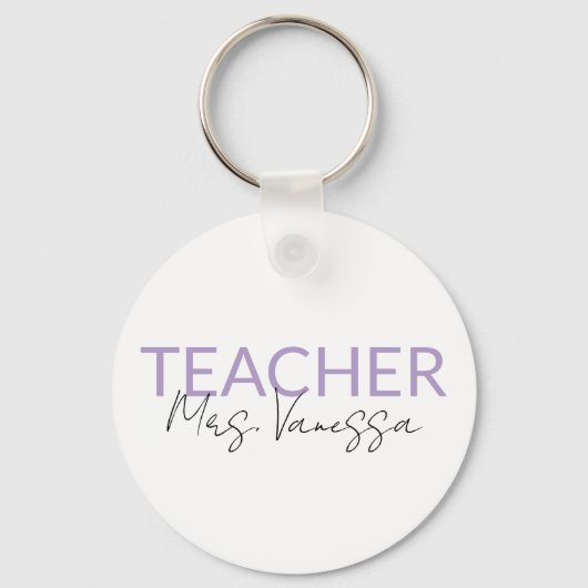 Personalization Teacher Name keychain, Retro Teach Sleutelhanger (Voorkant)
