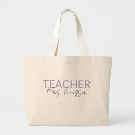 Personalization Teacher Name Tote Bag, Retro Teach (Voorkant)