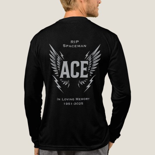 Personalize Ace Spaceman RIP Memorial Remembrance Tri-Blend Shirt (Achterkant volledig)