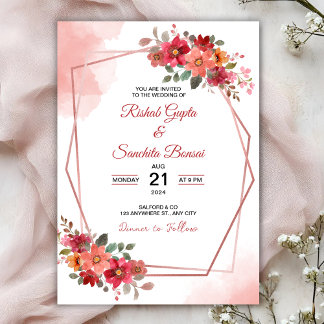 Personalize Aesthetic floral weeding Invitation