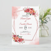 Personalize Aesthetic floral weeding Invitation Kaart (Staand voorkant)