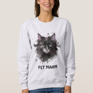 Personalize Black Ash Cat Mom Watercolor Pet Photo Trui
