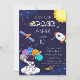 Personalize Cute Blue Space Astronaut Boy Birthday Kaart