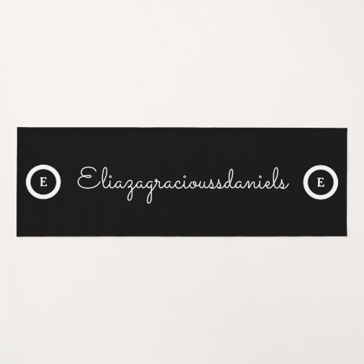 Personalize Cute Name Script And Calligraphy Black Yogamat (Voorkant (horizontaal))