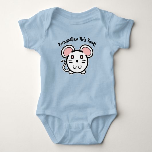 PERSONALIZE Cute White Mousie T-Shirt (Voorkant)