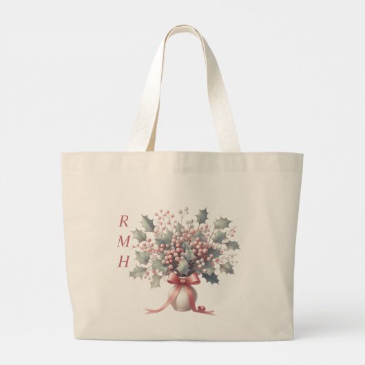 Personalize December Holly Tote Bag (Dos)