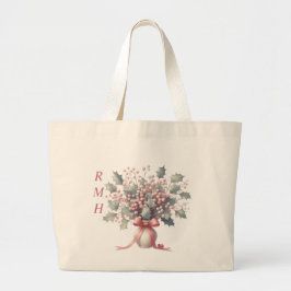 Personalize December Holly Tote Bag