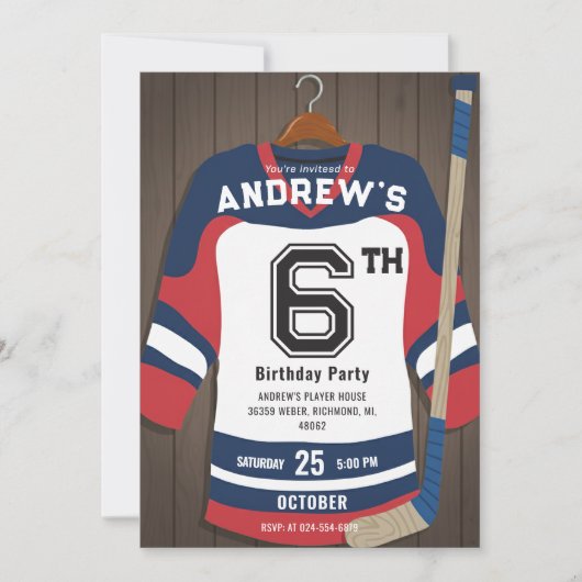 Personalize Digital Hockey Birthday Party Kaart (Voorkant)
