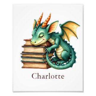 Personalize Dragon Art Print Custom Nursery Kids  Foto Afdruk
