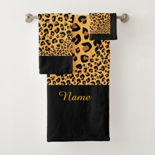 Personalize Faux Leopard Print Exotic Bad Handdoek (Insitu)