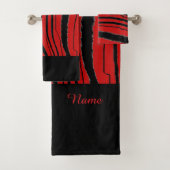 Personalize Faux Red Tiger Print Exotic Bad Handdoek (Insitu)