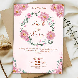 Personalize Floral wedding Invitation Kaart