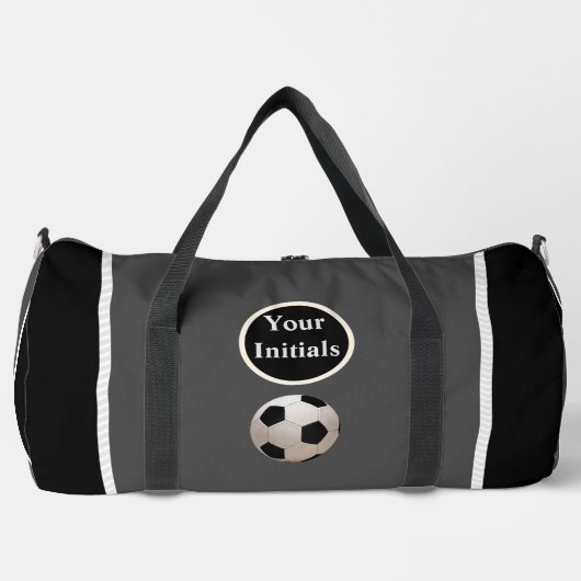 Personalize Gray Black Soccer Ball Plunjezak (Voorkant)