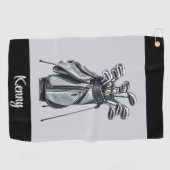 Personalize Gray Golfhanddoek (Horizontaal)
