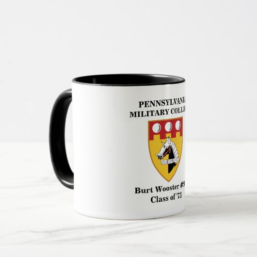PERSONALIZE IT - WITTE PMC SEAL Mok met BLK Trim (Voorkant links)