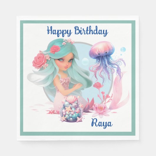 Personalize Mermaid Party  Servet (Voorkant)