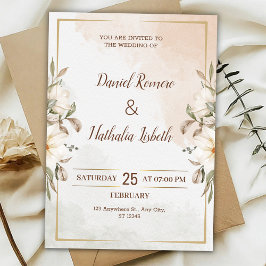 Personalize Minimalistic Floral wedding Invitation Kaart