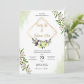 Personalize Minimalistic flower wedding Invitation Kaart (Staand voorkant)