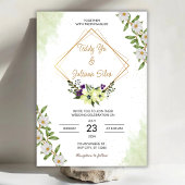 Personalize Minimalistic flower wedding Invitation Kaart