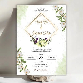 Personalize Minimalistic flower wedding Invitation Kaart