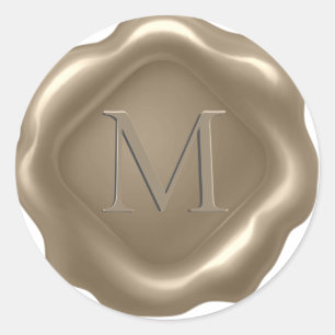 *~* PERSONALIZE Monogram Initiaal Gold Wax Seal Ronde Sticker