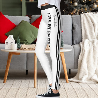 Personalize Name Quote Active Women Striped Yoga Leggings
