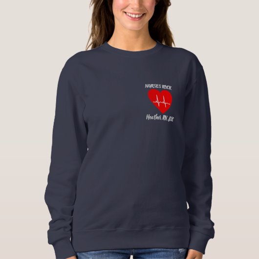 Personalize Nurses Rock Heart Love EKG RN Trui (Voorkant)
