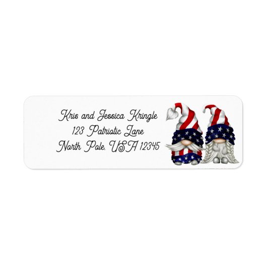 Personalize Patriotic Gnome Return Address Labels (Voorkant)