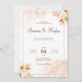 Personalize Pink floral wedding Invitation Kaart (Voorkant)