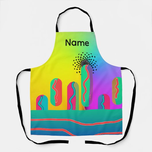 Personalize Rainbow Geo Craft Kitchen Baker Chef Schort (Voorkant)