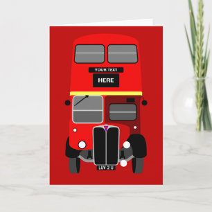 Personalize Red London Double Decker Bus Birthday Kaart