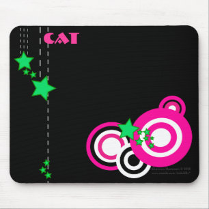 Personalize-Retro roze en Green Mousepad Muismat