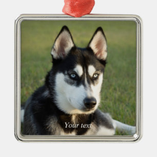 Personalize Siberian Husky puppy portret Metalen Ornament