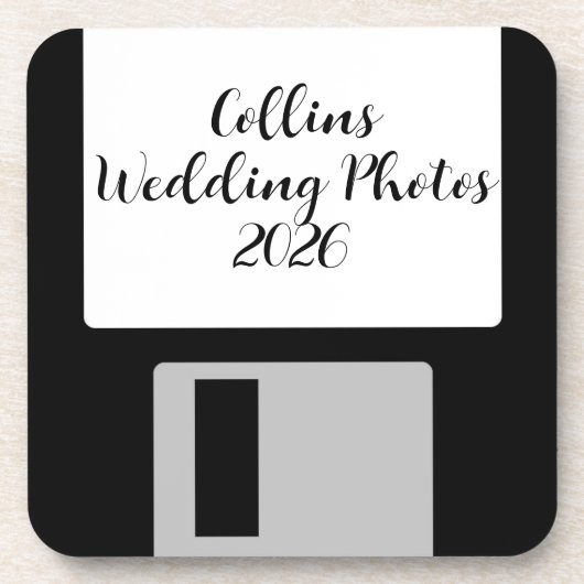 Personalize Wedding Photos Floppy Disk Coaster - 6 Bier Onderzetter (Voorkant)