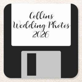 Personalize Wedding Photos Floppy Disk Coaster Vierkante Kartonnen Onderzetter