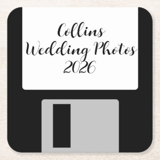 Personalize Wedding Photos Floppy Disk Coaster Vierkante Kartonnen Onderzetter