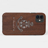 Personalize! Wet Nautical Mahogany Anchor Steel Case-Mate iPhone Case (Achterkant (horizontaal))