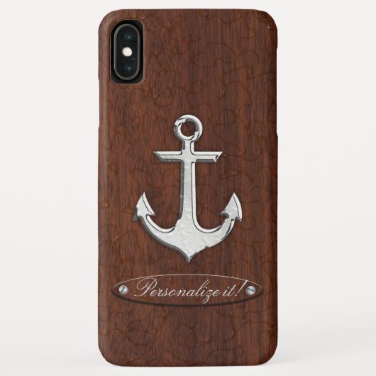 Personalize! Wet Nautical Mahogany Anchor Steel Case-Mate iPhone Case (Achterkant)