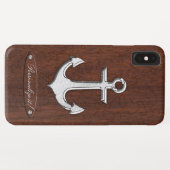Personalize! Wet Nautical Mahogany Anchor Steel Case-Mate iPhone Case (Achterkant (horizontaal))